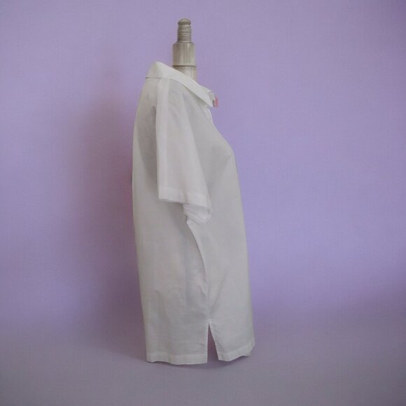 🎉HP🎉Eileen Fisher-Organic Cotton Classic Collar Long Shirt, White, Med., NWOT - Picture 3 of 10